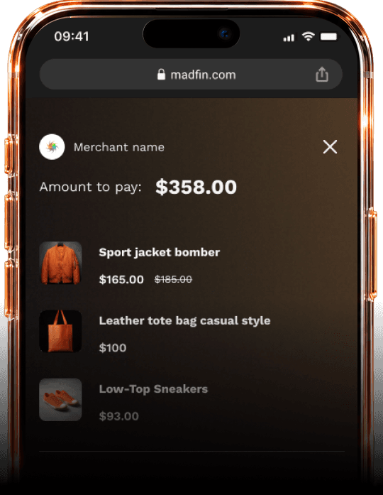 MADFIN checkout on phone