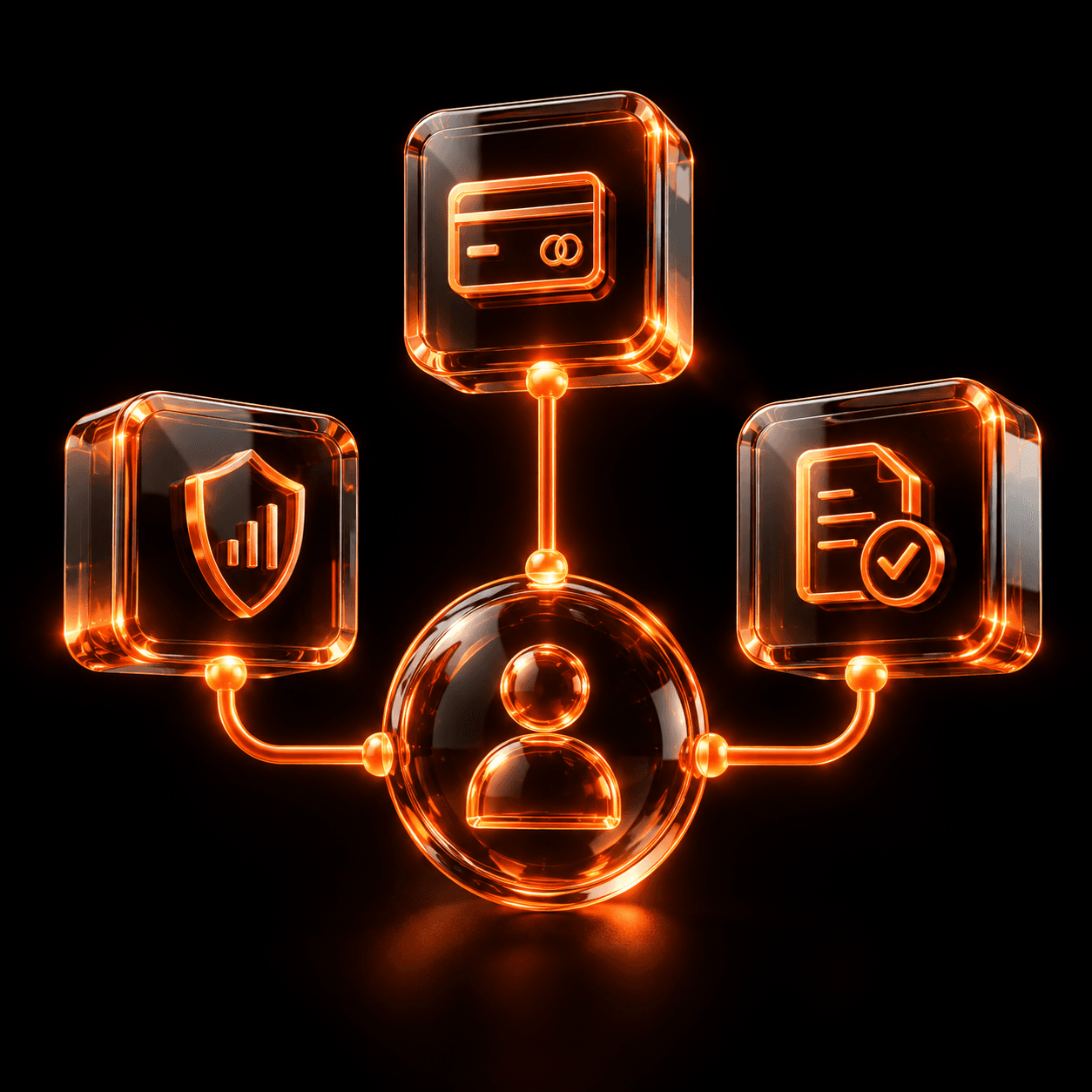 Open Banking network connecting a customer to card, risk and document checks
